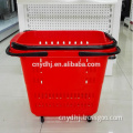 Heavy Loading Supermarket Plastic Shopping Trolley Baskets With Wheels Wholesale
